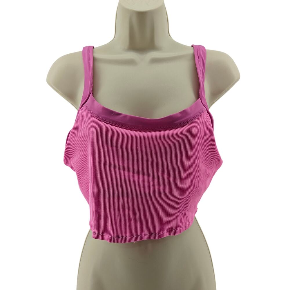Aerie Two Tone Ribbed Scoop Bikini Top Womens Large